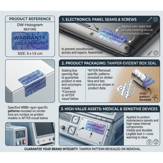 Hologram Tamper-Evident Void Security Stickers: WARRANTY Hologram Tamper-Evident Void Security Stickers: WARRANTY