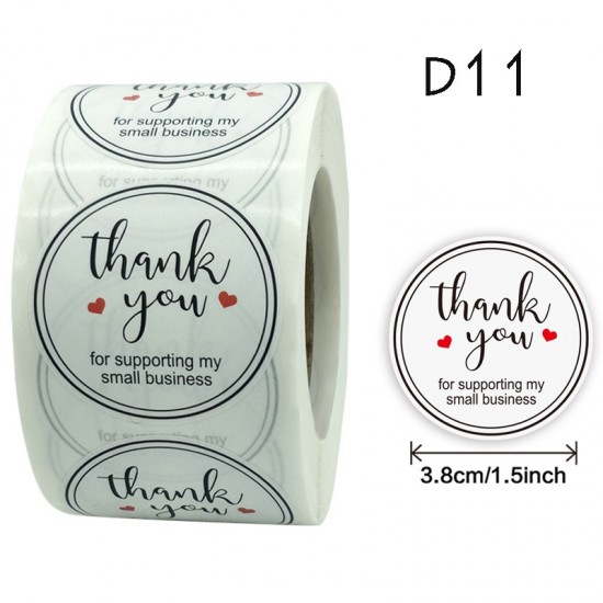 Medium Size Thank You Round Stickers Dia. 38mm - D11