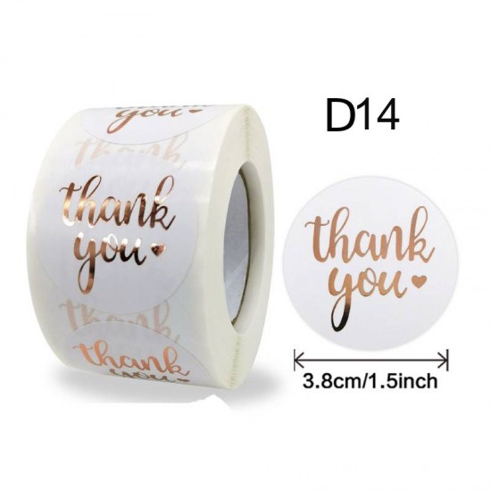 Thank You Round Stickers Rose Gold Design D14