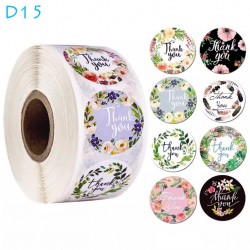 Thank You Round Stickers Floral Design D15