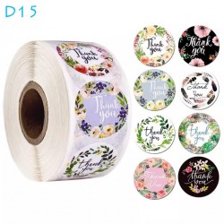Thank You Round Stickers Floral Design D15 Thank You Round Stickers Floral Design D15