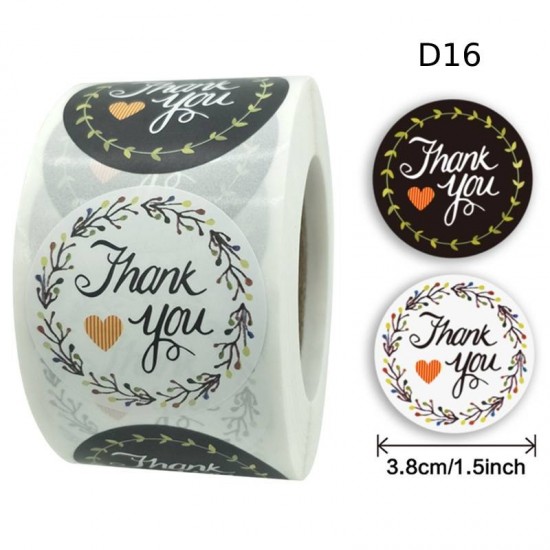 Medium Size Thank You Round Stickers Dia. 38mm D16