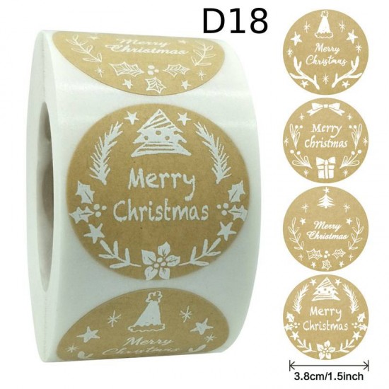 Medium Size Christmas/ New Year Round Stickers Dia. 38mm D18