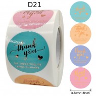 Medium Size Thank You Round Stickers Dia. 38mm D21
