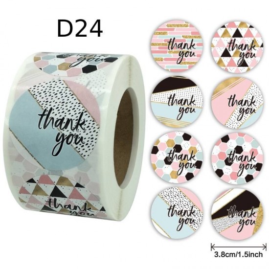 Medium Size Thank You Round Stickers Dia. 38mm D24
