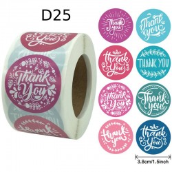 Medium Size Thank You Round Stickers Dia. 38mm D25