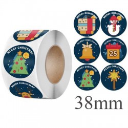 Medium Size Christmas/ New Year Round Stickers Dia. 38mm D30