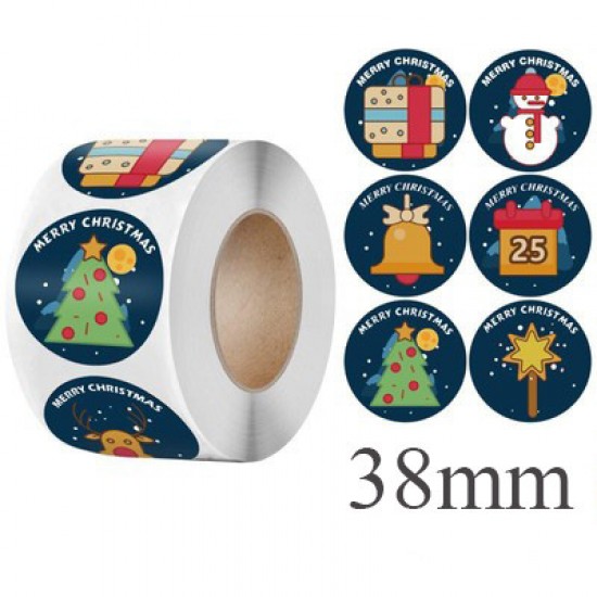 Medium Size Christmas/ New Year Round Stickers Dia. 38mm 