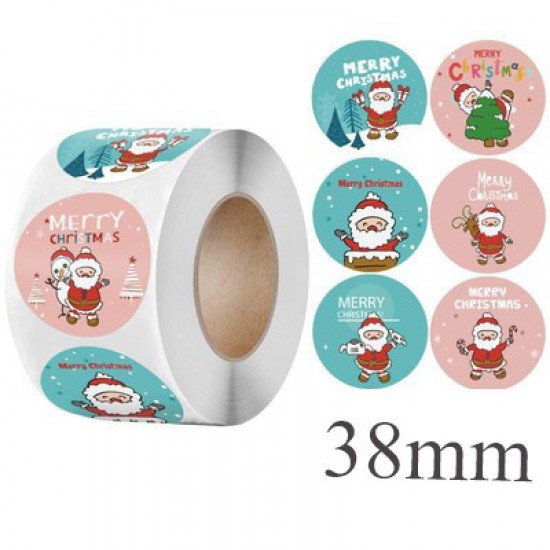 Medium Size Christmas/ New Year Round Stickers Dia. 38mm D31