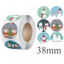 Medium Size Christmas/ New Year Round Stickers Dia. 38mm D32