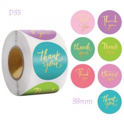 Medium Size Thank You Round Stickers Dia. 38mm D35