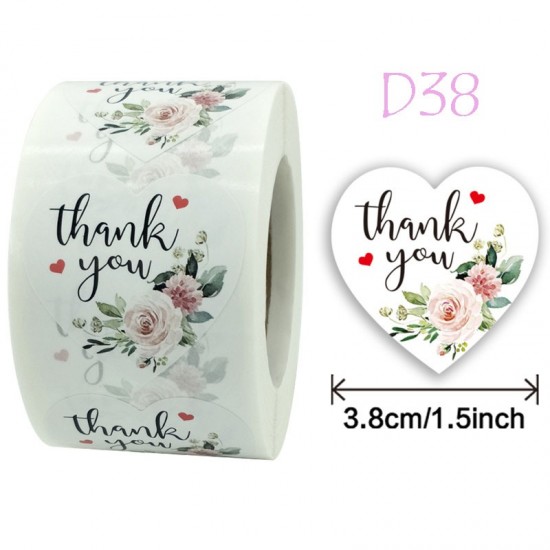 Thank You Heart Shape Stickers_D38