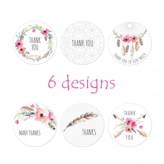 Thank You Round Stickers Floral_D40