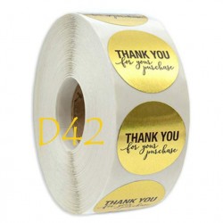 Thank You Round Stickers GOLD_D42