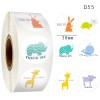 Cute Animals in Pastel Round Stickers Dia. 38mm D55