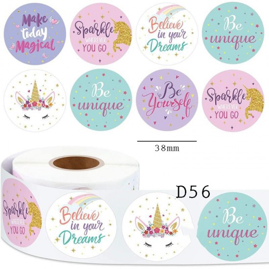 Unicorn in Pastel Round Stickers Dia. 38mm D56