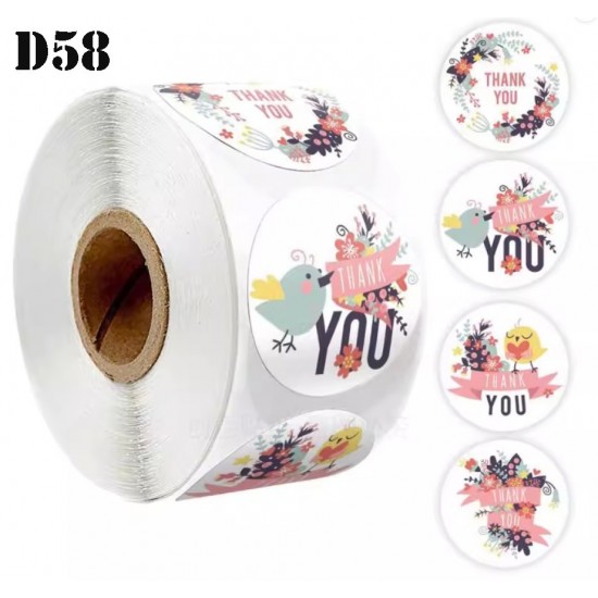 Birdie Thank You Round Stickers Dia. 38mm D58