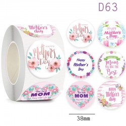 Medium Size Happy Mother's Day Round Stickers Dia. 38mm D63