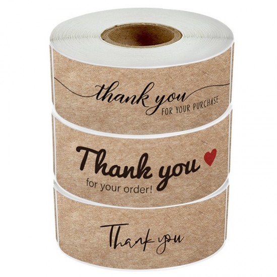 KRAFT Rectangular Thank You Stickers