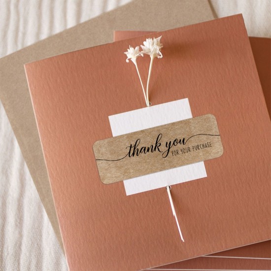 KRAFT Rectangular Thank You Stickers