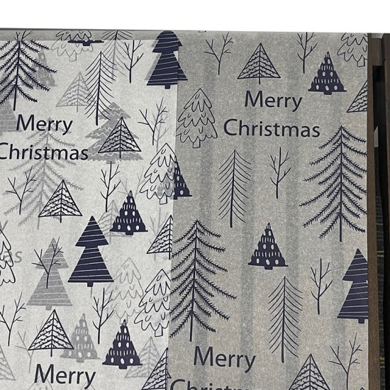 20pcs Designer Printed Tissue Papers - Blue Christmas Tree