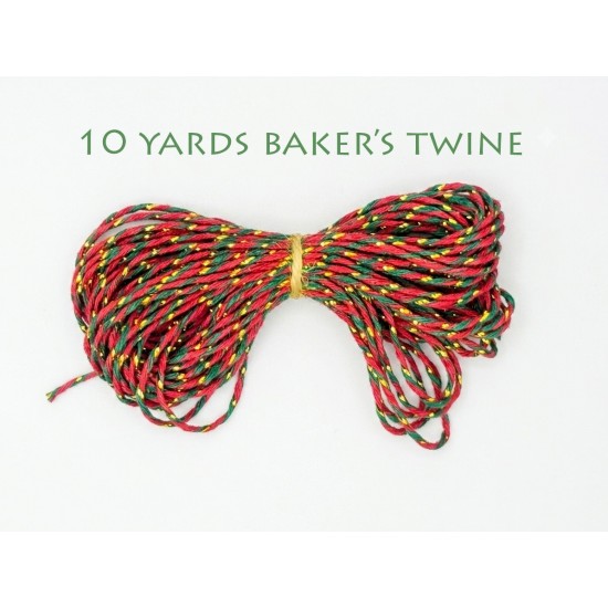 Festive Red, Green & Gold Metallic Baker's Twine (10 Yards)