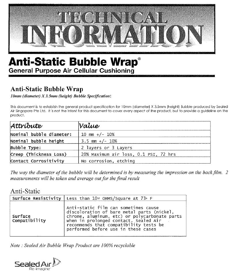 Anti Static Bubble Wrap Pink